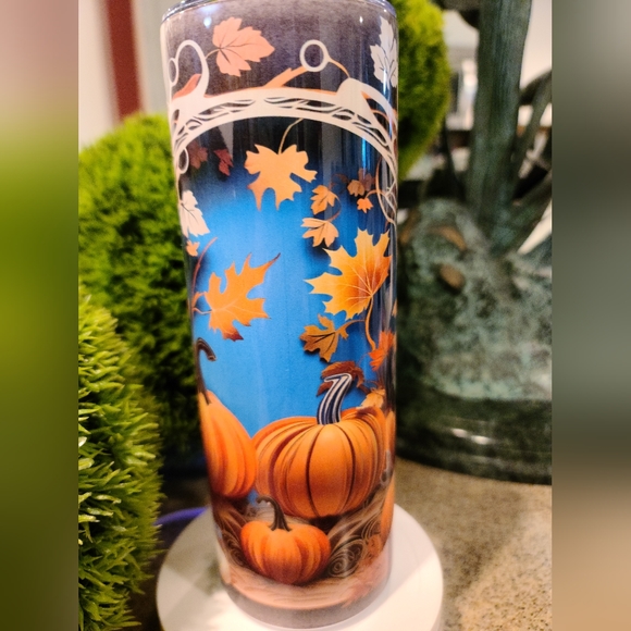 Pumpkin Archway 20oz Skinny Stainless Steel Tumbler - Fall Theme w/ Lid - Picture 3 of 9